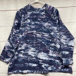 Chico’s weekends CoziSoft Ocean Tides Zipper-Mock sweatshirt size 3 US XL/16